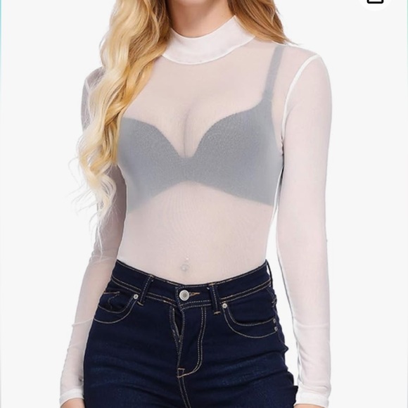 ❌❌SOLD ❌❌KATE KASIN- Mesh Top Long Sleeve Sexy Shirt - Picture 2 of 6